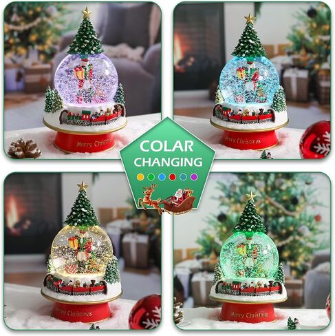 Christmas Snow Globes Nutcracker & Christmas Tree & Train Christmas Snow Globe with 8 Songs Color Changing Battery Operated Musical Box for Christmas Home Party Décor in Saudi Arabia