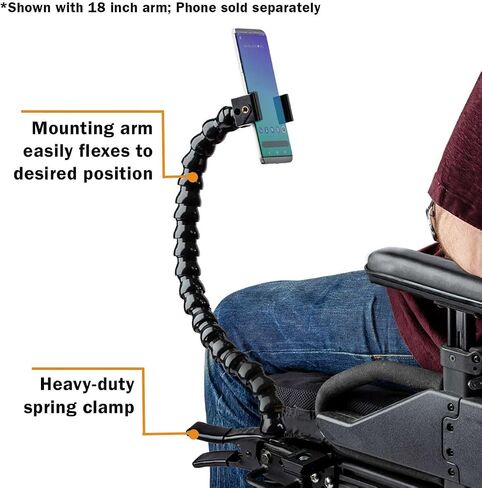 MOGO ModularHose Assistive Technology Phone Holder with Heavy-Duty Spring Clamp (Opens to 2"), 24 Inch Arm in Saudi Arabia