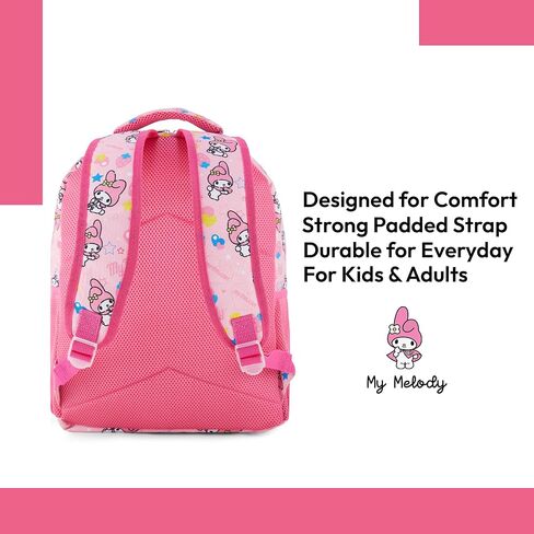 Hello Kitty Allover School Backpack - Hello Kitty, My Melody, Kuromi, Keroppi - Officially Licensed Hello Kitty School Bookbag (My Melody PInk) in Saudi Arabia