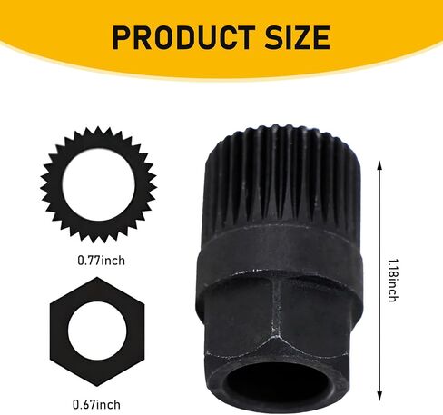 1 PC Generator One-Way Pulley Removal Tool, Generator Pulley 33 Teeth Removal Tool, Auto Repair Parts, Compatible with Volkswagen Audi Benz BMW (Black) in Saudi Arabia