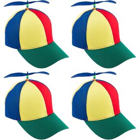 Framendino, 4 Pack Adult Rainbow Propeller Hat Detachable Helicopter Baseball Cap Top Hats for Women Men Green Brim