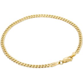 Nuragold 18K Yellow Gold 2.7mm Solid Miami Cuban Link Chain Bracelet or Anklet, Jewelry Lobster Clasp 7" 7.5" 8" 8.5" 9"