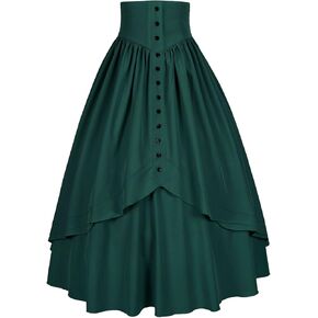 Mingyuezai Women Victorian Skirt Medieval Renaissance Peasant Long Skirt