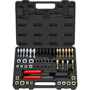 48 Piece Thread Chaser Set Metric & SAE Rethreading Kit with 22 Taps 24 Dies 2 Thread Files Thread Repair Kit