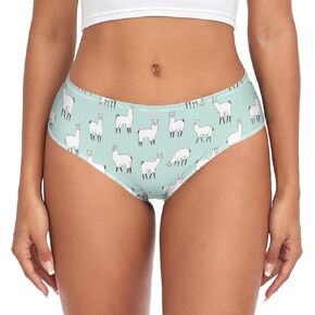 Women's Underwear Brief Breathable Soft Knickers White Llama Alpaca Seamless Pattern X-Large