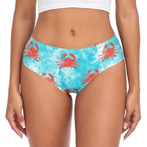 Women's Underwear Brief Breathable Soft Knickers Crab Swims Blue Ocean Large