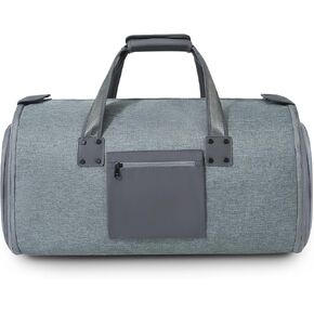 Garment Bags for Travel - Water Repellent Garment Bag with Shoe Compartment - 2 in 1 Convertible Suit Bag Travel with Shoe Bags - Large Light Gray
