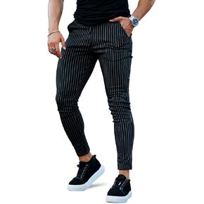 GINGTTO Mens Chino Pants Slim Fit Stretch Pinstripe Pants Men Dress