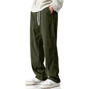 HOTake Men's Casual Corduroy Pants Drawstring Elastic Waist Fashion Loose Pants for Men