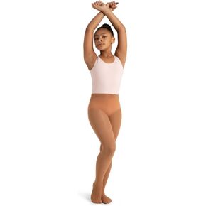 Capezio Girls' Ultra Soft Self Knit Waistband Tight Hosiery, Toasted Almond, One Size US