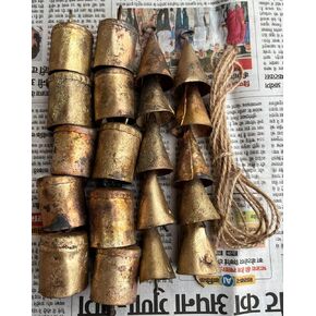 Mango Gifts Rustic Iron Tin Metal Vintage Cow Bells Jingle for Wind Chimes and Crafts 2.25" H (Set of 20 Pieces) with Jute Twine