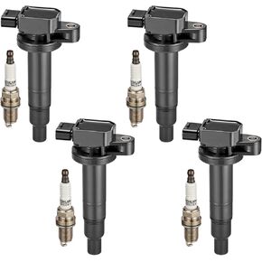 BDFHYK Ignition Coil UF333 & Spark Plug 7092 compatible with 2.4L L4 Scion Toyota TC Camry Corolla Highlander Matrix RAV4 Solara Lexus HS250h Scion xB tC Pontiac Vibe,Set of 4
