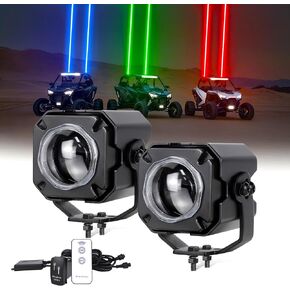Laser Whip Lights with Switch & Remote - Whipless Laser Pods RGBW Antenna Chase Light Kit for ATV Dune Buggy Can Am SXS Polaris RZR Trucks Boat (2 Pcs)