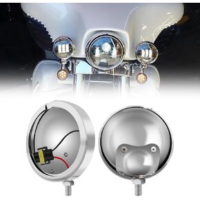 Chrome 4.5 Inch Fog Passing Light Housing Bracket Ring Compatible With Harley Davidson Motorcycle Tousing Electra Glide