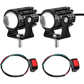 2PCS Motorcycle LED Driving Fog Lights, Super Bright White/Amber Motor Auxiliary LED Spotlights with 2 Switch, Waterproof Aux Motorcycle Headlight for Car Truck ATV Tractor