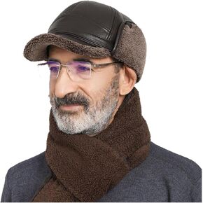 Men Dad Caps Winter Hats Hunting Hat Winter Outdoor Warm Trapper Hats Aviator Hat Faux Fur Pilot Cap Adult Men Winter Trapper Sport Ski Golf Baseball Cap Uhanka Hats Earflaps Thicken 58-60CM Black