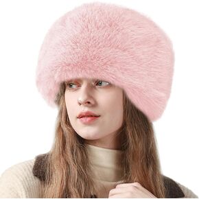 Russian Hats for Women Ladies Ushanka Fluffy Fur Hat Winter Fuzzy Ski Snow Hat Cossack Furry Cap Warm Bucket Hat