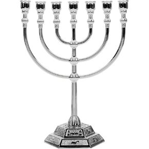VOSAREA Vintage Menorah Temple 7-Branch Candle Holder Candelabrum Retro Candle Stand Centerpiece Table Decorations