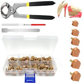 75Pcs High Heel Replacement Tips Assortment Set with Repair Tools, 8mm/9mm/10mm/11mm/12mm/13mm U Shape Skid Resistant Women Shoes Tap Caps Fix Kit for Stiletto (Black)