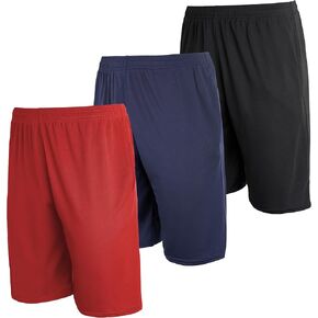 Real Essentials 3 Pack: Men's Mesh Athletic Performance Gym Shorts with Pockets (S-3X)