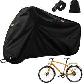 Bike Cover for 1-2 Bikes - 420D Waterproof Outdoor Bicycle Covers for Transport on Rack, Rain Sun UV Dust Wind Proof with Lock Hole & Storage Bag, Mountain Road Electric Bike Motorcycle Storage
