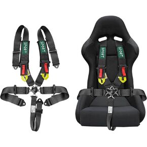 BESTZHEYU 5-Point Racing Harness SFI, 1PC Black Racing Belts 5 Point Harness Sets with Ultra Comfort Heavy Duty 2 Inch Shoulder Pads Fit for Sports Car, Racing Car, Car