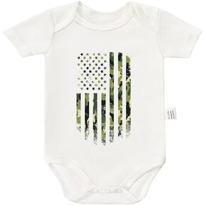 Camo American Flag USA Bodysuits, Tactical Baby Gear Clothing, Cute Infant Short Sleeves Clothes for 0-24 Months