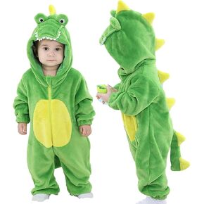 Unisex Baby Flannel Romper Animal Onesie Costume Hooded Cartoon Outfit Suit