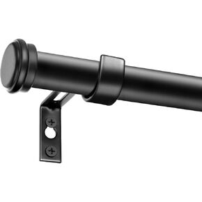 Curtain Rods for Windows 32 to 144, 1 Inch Black Curtain Rod Set, Heavy Duty Drapery Rods with Adjustable Curtain Rods, Outdoor Curtain Rod with Simple End Caps, Room Divider Curtain Rod, 32"-144"