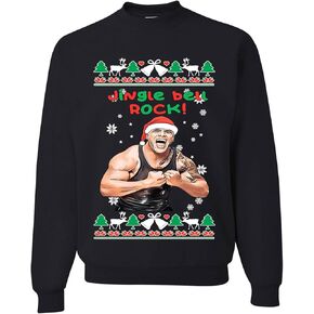 wild custom apparel Jingle Bell Rock Black Tank Muscles Ugly Christmas Sweater Crewneck Sweatshirt, Black, X-Large