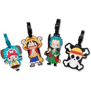 4 Pcs Set Pirates Sailers Silicone Travel Luggage Baggage Identification Labels ID Tag for Bag Suitcase Plane Cruise Ships with Belt Strap