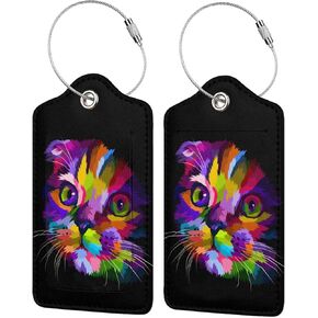 2 Pack Luggage Tags for Suitcases, Travel Stamp Luggage Tag, Leather Stainless Steel Loop Label Tag for Women Girl Travel Bag Suitcase