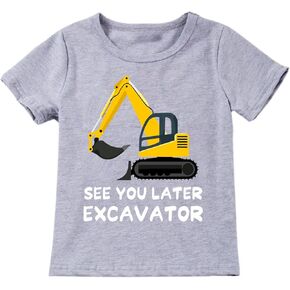 Toddler Boys Excavators Tops Just A Boy Who Loves Excavators Print Tees Kids Short Sleeves T-Shirts
