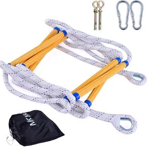 Rope Ladder,13.1FT Fire Escape Ladder 2 Story,Flame Retardant Safety Rope Ladder with Hooks, Emergency Ladder Deploys Quickly,is Portable and Reusable, Fire Escape Ladder Tested to 2000lbs.