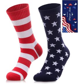 ZXGXLAW American USA Flag Socks Funny Men Women 4th July Middle Star And Stripe Patriotic Freedom Day Gifts