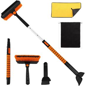 3 in 1 Snow Brush with Squeegee Ice Scrapers for Car Windshield 3-Length Extendable from 33" to 41" with 180° Pivoting Brush Head Car Window Scraper Snow Removal for Car Truck SUV