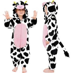 LOLANTA Unisex Baby Cow Costumes Toddler Boys Girls Hooded Jumpsuit Kid Halloween Christmas Birthday Gifts