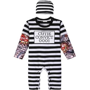 Newborn Infant Baby Boy Girl Costume Outfit Uniform Astronaut Bat Costume Clothes Ropmer Prisoner with Hat Long