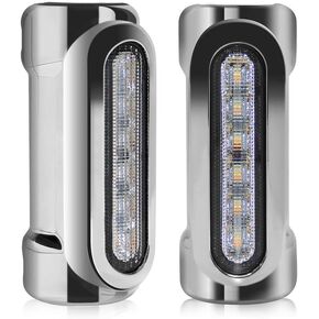Motorcycle Highway Bar Lights Switchback Driving Crash Bar Lights Motorcycle Driving Lights Led Turn Signal Lights for 1-1/4 inch Crash Bar Touring Driving Lights Bikes (Silver)