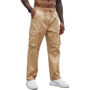 COOFANDY Men's Casual Cargo Pants Cotton Drawstring Athletic Jogger Sweatpants