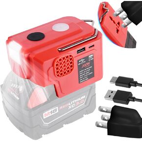Compatible with Milwaukee Inverter DC 18V to AC 110-120V with 1 USB & 1 Type C for Milwukee 18v Battery Inverter Portable Power Station Generator for Compliances Such as Phones Tablets