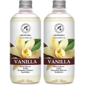 Diffuser Refill Vanilla 34 Fl Oz - 2 x 500ml - Fragrance Oil Diffuser Refill - Home Fragrance - Vanilla Scent - Room Freshener - Vanilla Aroma - Fresh and Long Lasting Fragrance