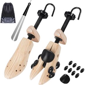 JJDPARTS Wooden Shoe Stretcher, Pair 4-Way Shoe Expander Widener Wooden Shoe Tree Extender for Women and Men