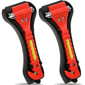 2-in-1 Car Window Breaker Seatbelt Cutter - Car Glass Breaker Tool,2 Pack Emergency Window Breaker Tool Auto Glass Breaker with Light Reflective,A Must Have Car Escape Tool for Every Vehicle