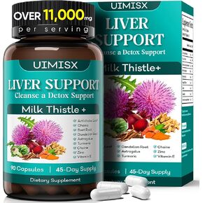 Milk Thistle Supplement - Liver Detox Cleanse Formula Herbal Liver Support with Milk Thistle, Dandelion Root, Artichoke, Turmeric, Astragalus for Liver Health, 90 Capsules
