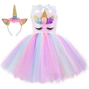 ZeroStage Sequin LED Light Unicorn Costume for Girl Birthday Decorations Halloween Christmas Party Outfit Princess Tutu Dress