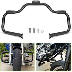 Mofun Gloss Black Engine Guard Highway Crash Bar Compatible with Harley Softail FL Models Deluxe Fat Boy Slim Heritage Springer Classic Cross Bones 2000-2017