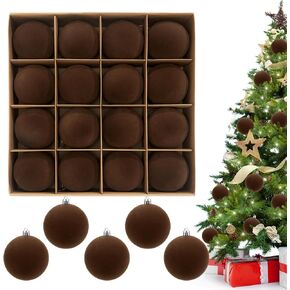 3.15" Green Velvet Christmas Ball Ornaments Set, 16 pcs Flocked Green Xmas Tree Decoration, Large Shatterproof Decorative Hanging Balls for Party Holiday Wreath Garland Home Décor