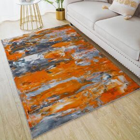 HUXJOKO Area Rug Abstract Black and Gold Marble Veins Home Decor Non-Slip Rugs Machine Washable Doormat Carpet Mat for Living Room Bedroom Kitchen Kindergarten Room Classroom,5' x 7'