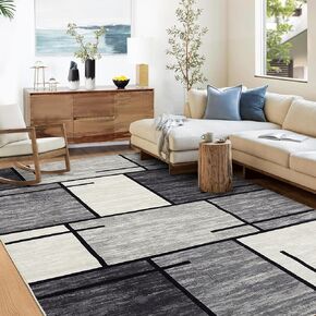 Washable Rugs 8x10 Area Rug for Living Room Modern Rugs for Bedroom Indoor Floral Farmhouse Large Rug Soft Non Shedding Stain Resistant Carpet for Dining Room 8'x10' Grey/Blue